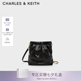 CHARLES&KEITH迷你菱格流浪包单肩斜挎双肩包包女包七夕礼物送女友CK2-60782390 【S号】Black黑色 S