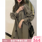 YUZHAOLIN风衣女中长款秋季新款韩系时尚气质设计感早秋外套大衣 灰调绿 XS