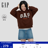 盖璞（GAP）女装春款撞色Logo宽松抓绒套头连帽衫卫衣上衣792499 棕色 S (160/84A) 亚洲尺码