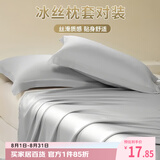 艾薇 冰丝枕套夏季枕头套凉席枕套一对装 冰丝灰 48*74cm
