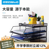 可得优（KW-triO）竖式叠加选择层数桌面铁网金属烤漆文件架子多层文件栏文件筐文件框文件盘资料架 5层文件架【含托盘】 金属烤漆