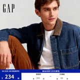 盖璞（GAP）男装春款纯棉工装拼接翻领多口袋夹克外套美版823703 深色水洗 M 美码  L亚洲码180/96A