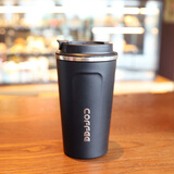 卡西菲kaxifei（KAXIFEI）韩版保温杯不锈钢咖啡杯便携迷你男学生水杯简约女士小保温瓶ins 磨砂黑【大号】500毫升  +杯刷