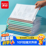 齐心（COMIX）10只A4文件袋网格拉链袋彩色小学生科目分类袋透明考试资料文具试卷收纳袋作业袋莫兰迪色 DS-872