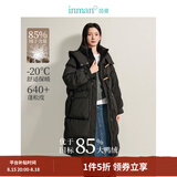 茵曼2025秋冬女装新款鸭绒九江羽绒服极寒轻暖保暖中长厚外套大衣上衣 午夜黑 S