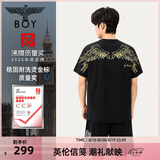 BOY LONDON【金翼凌云】夏季情侣款潮牌男女简约纯棉短袖T恤N01909 黑色 （黑金） XS