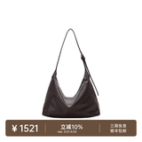 裘真（qiuzhen）【明星推荐】 经典hobo包植鞣牛皮腋下通勤休闲饺子女包 咖啡色-小号（羊皮） 小包/大包