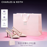CHARLES&KEITH缎面蝴蝶结尖头高跟凉鞋女生日七夕礼物送女友CK1-60361556 Light Pink浅粉色 39