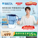 碧然德（BRITA）过滤净水器 家用滤水壶 净水壶 海洋系列 去水垢专家版滤芯11枚 环保加固包装