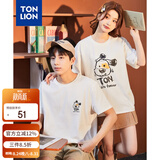 唐狮（TonLion）情侣装短袖t恤男夏季新款可爱小狗涂鸦印花宽松女T恤打底