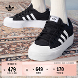 adidas NIZZA PLATFORM厚底增高运动帆布鞋女阿迪达斯三叶草 一号黑/白   35.5