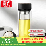 富光双层玻璃杯水杯男女车载家用高硼硅玻璃杯泡茶杯带茶隔玻璃杯子 黑色 500ml 双层玻璃直杯