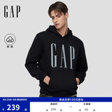 GAP男女装春款logo印花抓绒宽松套头连帽衫卫衣786923 黑色 2XL (185/104A) 亚洲尺码