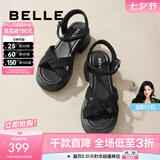 百丽（Belle）满钻条带繁星休闲凉鞋女商场款厚底凉鞋A9S2DBL4 黑色 39 (245mm)