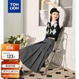 唐狮（TonLion）2026灰色百褶裙西装半身裙女春秋新款学院风高腰显瘦中长裙子