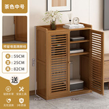 丝竹阁路由器机顶盒收纳柜落地多媒体弱电箱遮挡柜交换机光猫客厅电视柜 茶色-路由器柜中号