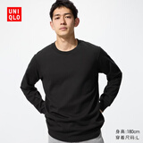 优衣库柔软圆领T恤/长袖男装女装休闲上衣479783 486106 479783/09黑色 XL