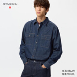 优衣库牛仔衬衫/水洗产品/长袖男装女装合作款/衬衣484245 484245/68深蓝色 L