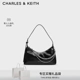 CHARLES&KEITH柔软拉链式褶皱单肩包腋下包包女包生日礼物送女友CK2-40782472