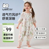 威尔贝鲁【吸湿排汗】婴儿睡袋1-3岁儿童前4后2宝宝夏季薄款睡衣樱野粉L