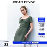 UR夏季新款女装时尚褶皱收腰系带短款连衣裙UYY750065 深灰 S