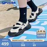 斐乐（FILA）FUSION斐乐玛丽珍凉鞋女鞋凉拖魔术贴海螺沙滩鞋 微白/黑-WB 36.5