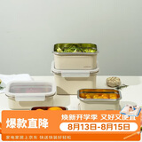 乐扣乐扣（LOCK&LOCK）食品级不锈钢保鲜盒密封冰箱厨房储存收纳盒学生带饭餐盒1.5L米色