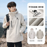 骆驼（CAMEL）【王俊凯同款】凯甲ICON冲锋衣女三合一羽绒服登山服 流光白，男款女生拍小1尺码，A35CAFO193 抓绒内胆 M