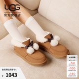 UGG秋季女士时尚舒适平底圆头蝴蝶结翻折鞋口懒人毛毛鞋 1153517 CHE | 栗色 41