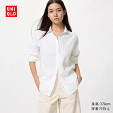 优衣库法国麻衬衫/长袖女装衬衣26春夏新款483868 00 白色 XL