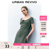 UR夏季新款女装时尚褶皱收腰系带短款连衣裙UYY750065 深灰 M