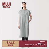 MUJI 女式 凉感 套头连衣裙 女装宽松裙子26年夏季纯棉中长裙BC2Q8C6S 灰色格纹 S (155/80A)