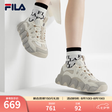 斐乐（FILA） 可颂鞋官方面包鞋运动鞋女休闲鞋老爹鞋秋季厚底增高鞋 豆腐白/燕麦色-TO 37.5