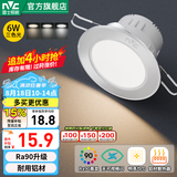 雷士（NVC） LED筒灯照明天花灯走廊过道灯家用服装店背景墙展厅嵌入式牛眼灯 6W砂银|三色光|开孔7.5-8.5CM