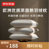 京东京造【热卖】五星级酒店羽绒枕头欧洲白鹅绒蓬松柔软成人枕芯单只高枕