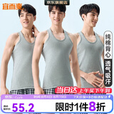 宜而爽背心男士100%纯棉休闲纯色夏季白色短袖男 3件装麻灰 M/165