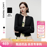 朗姿【Basic衣橱】朗姿25法式毛针织衫开衫外套气质针织上衣秋新款 黑色 S