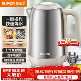 苏泊尔（SUPOR）电水壶1.7L大容量大功率快速烧水 复古外观304不锈钢电水壶 SW-17T05A