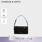 CHARLES&KEITH褶皱手提斜挎小方包腋下包女士生日七夕礼物CK2-80160183 CK2-80160183Prism Noir黑色（新色） S