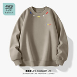 JEANSWEST LIFE真维斯圆领卫衣男春秋季男士重磅挺括无帽外套青少年户外宽松上衣