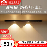 雷士（NVC）人体感应灯带自粘无线橱柜灯酒柜鞋柜充电led灯条磁吸护眼氛围灯 山丘-黑【28cm】三色-1000毫安
