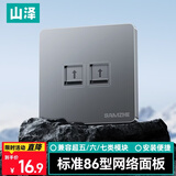 山泽网线网口网络面板 通用超五/六/七类模块加厚86型面板 适用电脑房间网络插座 二位灰色SZ-MB02H