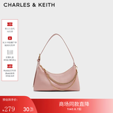CHARLES&KEITH柔软拉链式褶皱单肩包腋下包包女包生日七夕礼物CK2-40782472 Light Pink浅粉色 S