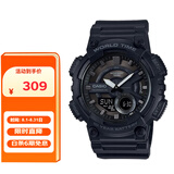 卡西欧（CASIO）手表男运动多功能双显防水太阳能学生电子手表礼物AEQ-110W-1B