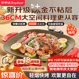 荣事达（Royalstar）电烤盘烤肉锅电烧烤炉家用多功能锅1000W不粘钛涂层韩式烤肉烤盘轻烟少油方形烤肉机RS-JK10A(Ti)