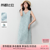 尚都比拉波西米亚V领镂空花边连衣裙女夏季新款气质背心裙中长款直筒裙子