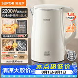 苏泊尔（SUPOR）电水壶烧水壶 食品级 2200W大功率 速沸热水壶 双层防烫 1.5L电热水壶 SW-15T80S