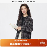 佐丹奴法兰绒衬衫女新款纯棉美式学院风宽松连帽格子衬衫13345860