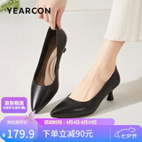 意尔康女鞋细跟通勤工作鞋浅口时装高跟鞋单鞋女春秋 26902W黑色37