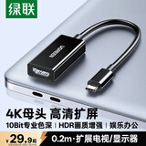 绿联Type-C转HDMI母头线适用雷电4/5转换器USB-C转接头4K高清连接线Mac笔记本电脑手机投屏外接显示器